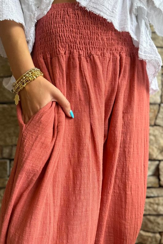 Sundaze Cheesecloth Bloomer Pant Indian Red